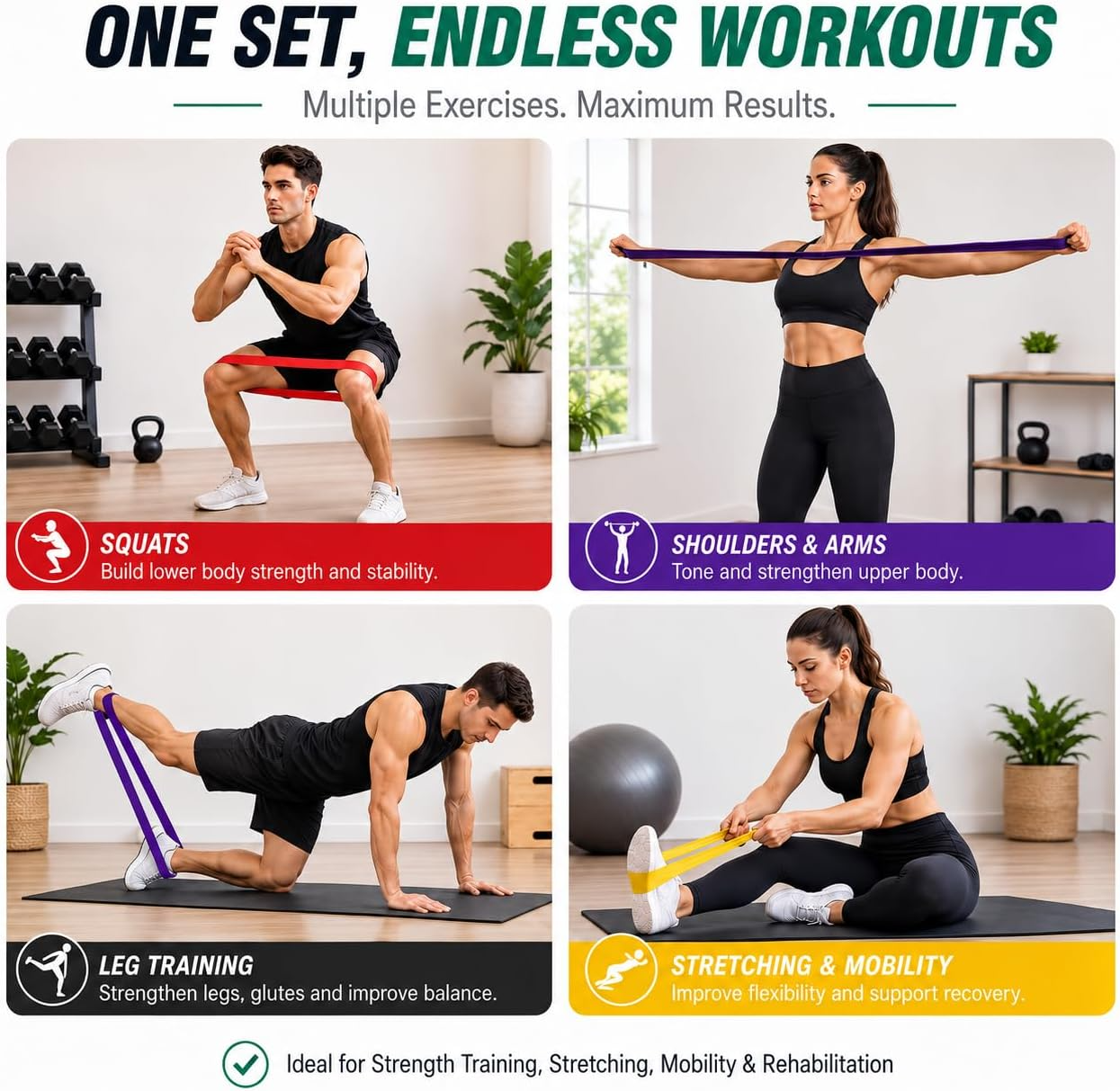 Pack of 4 Resistance Bands Set