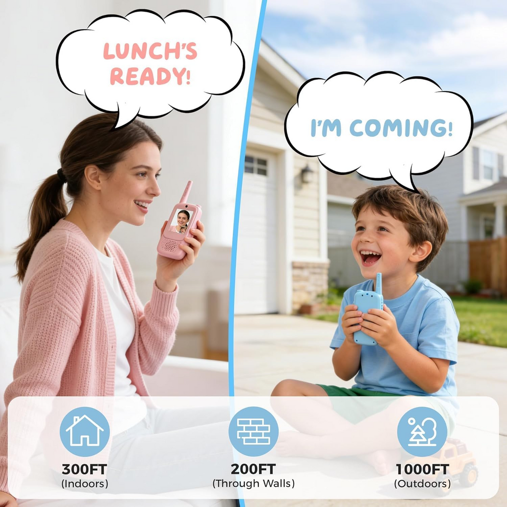 Kids Walkie-Talkies with Rotating Antenna and Screen