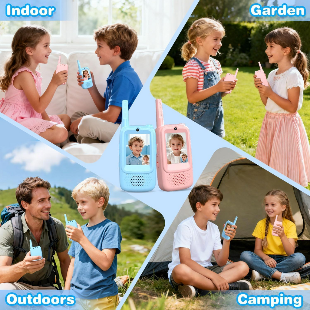 Kids Walkie-Talkies with Rotating Antenna and Screen