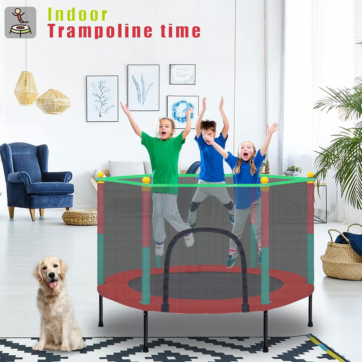 Kids Trampoline with Safety Enclosure