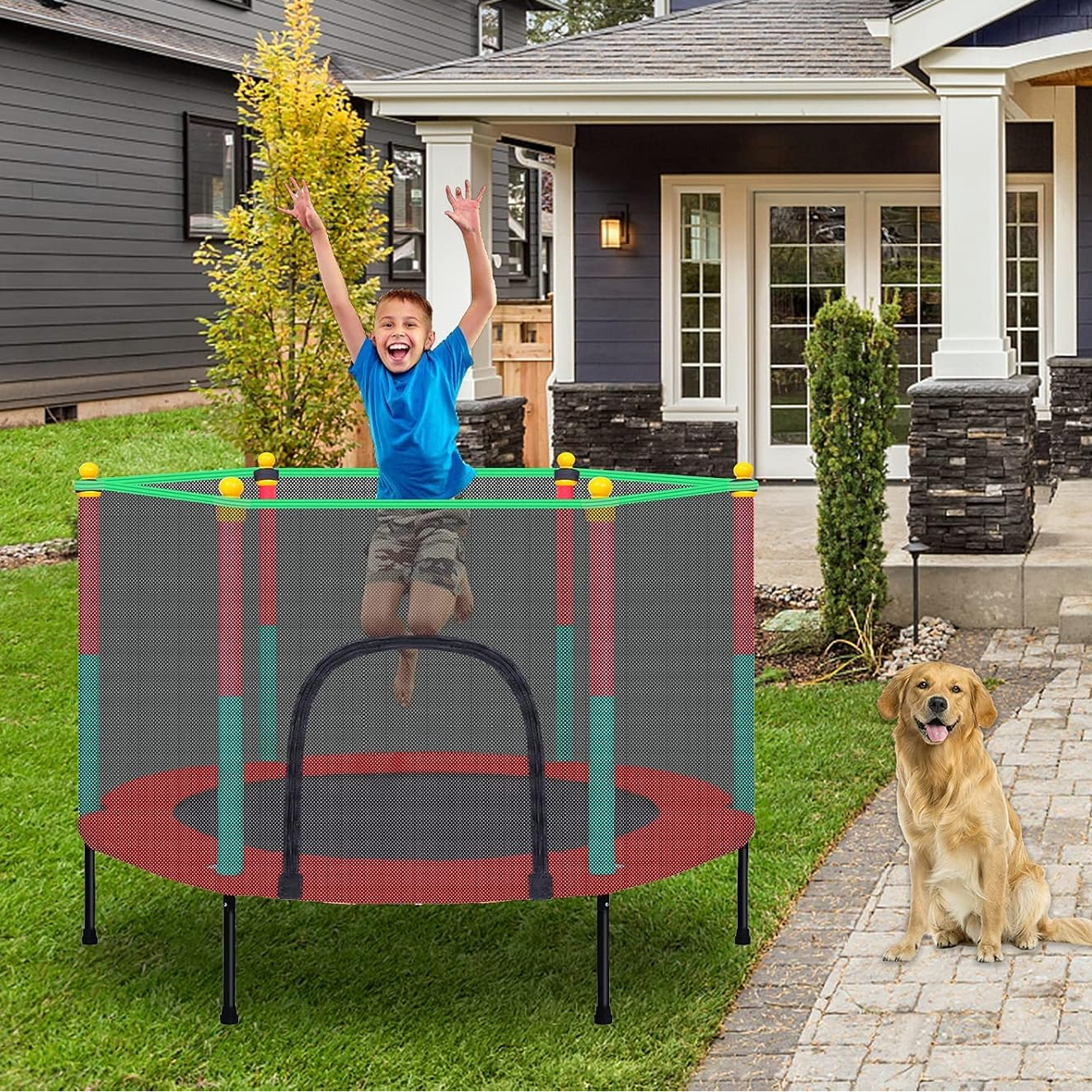 Kids Trampoline with Safety Enclosure