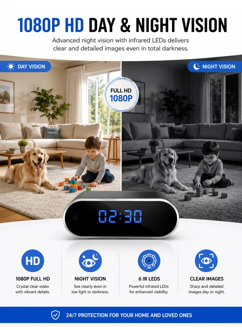 Smart Clock Wi-Fi Camera 1080P